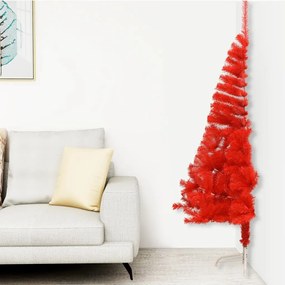 344688 vidaXL Meia árvore de Natal artificial com suporte 210 cm PVC vermelho