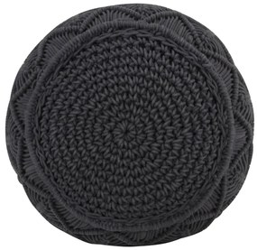 Pufe artesanal macramé 45x30 cm algodão antracite