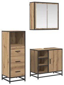 vidaXL Conjunto de Móveis para Banheiro 3 pcs Carvalho Artesanal