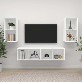3079871 vidaXL Armários de parede para TV 4 pcs contraplacado branco