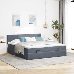 Estrutura cama otomana colchões 180x200 cm cinzento escuro