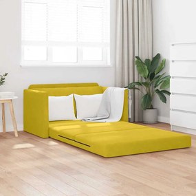 vidaXL Sofá-Cama de Chão 2 em 1 Amarelo 124x204x61 cm Veludo