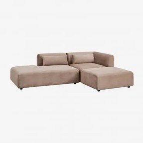 Sofá Modular De Canto Em 2 Peças Com Chaise Longue À Esquerda E Puff Fogler Bombazina Castanho Camel - Sklum