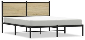 Estrutura de cama com cabeceira 140x190cm metal carvalho sonoma