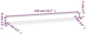 Prateleiras de parede 2 pcs 110x11x9 cm pinho maciço cinzento