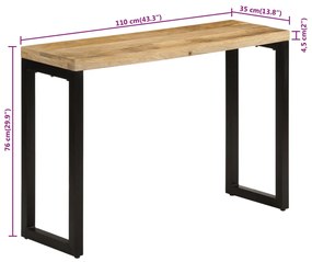 Mesa consola 110x35x76 cm madeira de mangueira áspera maciça