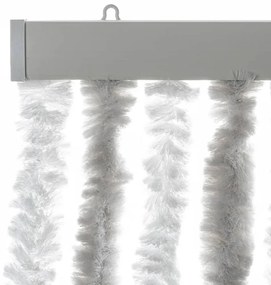 Cortina anti-insetos 100x230cm chenille cinzento-claro e branco