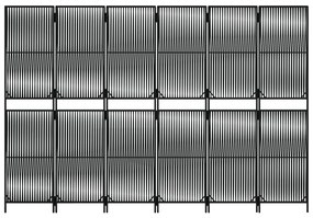 Biombo de divisão 6 painéis vime PE preto