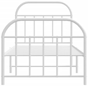 Estrutura de cama com cabeceira e pés 90x200 cm metal branco