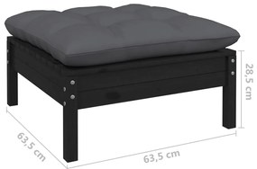 5 pcs conjunto lounge de jardim c/ almofadões pinho preto