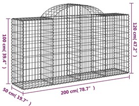 Cestos gabião arqueados 10 pcs 200x50x100/120 ferro galvanizado