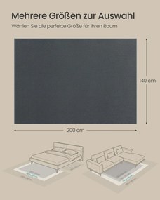 Tapete para sala de estar 140 x 200 cm cinza antracite