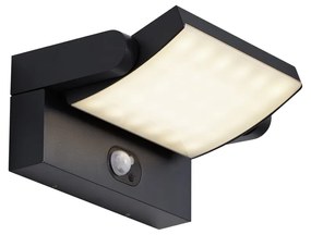 Candeeiro de parede exterior preto com LED IP54 e sensor de movimento solar - Judge Moderno