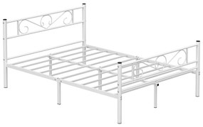 Estrutura de cama de metal para casal | VASAGLE | 198 x 141,8 x 86,4 cm | branco | RMB063W01.