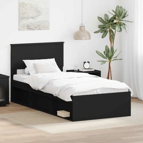 vidaXL Estrutura da Cama Preto 90 x 200 cm Madeira de Pinheiro Sólida