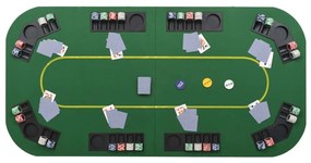 Tabuleiro póquer dobrável em 4 p/ 8 jogadores retangular verde