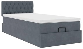 Estrutura de cama otomana com colchão cinza escuro veludo