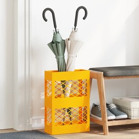 vidaXL Suporte de guarda-chuvas amarelo mostarda da , 28x12x41 cm, Aço
