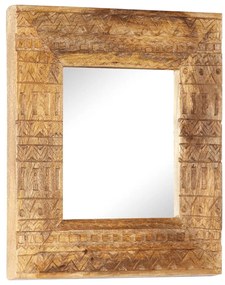 vidaXL Espelho esculpido à mão 50x50x2,5cm madeira de mangueira maciça