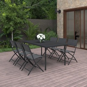 vidaXL 7 pcs conjunto de jantar para exterior aço