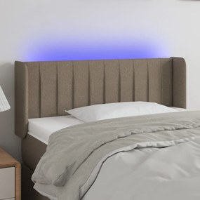 Cabeceira cama luzes LED tecido 83x16x78/88cm cinza-acastanhado