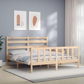 3192046 vidaXL Estrutura de cama com cabeceira 160x200 cm madeira maciça