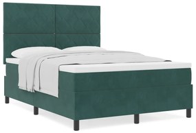 Cama Box com Colchão vidaXL Verde Escuro 140x190 cm Veludo