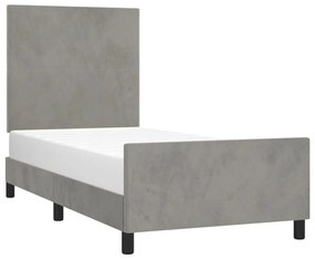 Estrutura de cama sem colchão 100x200 cm veludo cinzento-claro