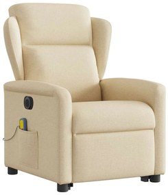 Poltrona elétrica elevatória massagens tecido creme