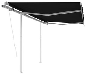 vidaXL Toldo retrátil automático com postes 3,5x2,5 m antracite