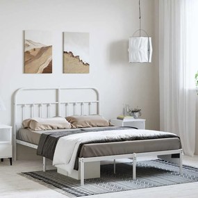 Estrutura de cama com cabeceira 150x200 cm metal branco