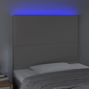 Cabeceira cama c/ LED couro artif. 100x5x118/128 cm cinzento