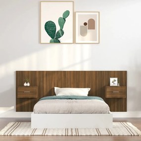 3115683 vidaXL Cabeceira cama + armários madeira processada carvalho castanho