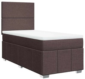 Cama com molas/colchão 80x200 cm tecido castanho-escuro