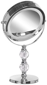 Espelho de maquilhagem prateado com LED ø 18 cm CLAIRA Beliani