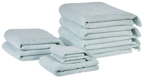Conjunto de 9 toalhas em algodão verde menta ATIU Beliani