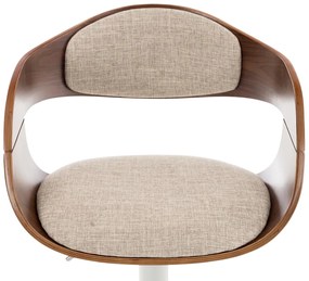 Banco de bar Kingston em tecido e com estrutura cromada 50 x 88-102 x 48 cm Creme + Cor Nogueira