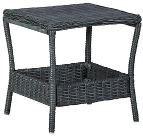 313306 vidaXL Mesa de jardim em vime PE 45x45x46,5 cm cinzento-escuro