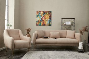 Sofá-Cama de 3 Lugares Simena – Bege Dourado – 210 cm