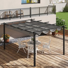 Pérgola de Alumínio 3,96x2,96x2,2 m Pérgola de Jardim com Teto Retráti