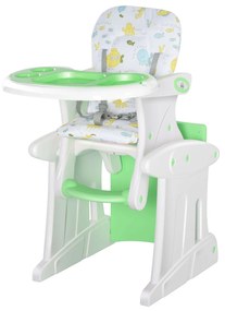 HOMCOM Cadeira Bebês 3 em 1 +6 meses Multifuncional Ajustável 3 posições Conforto Segurança 57x59x105 cm Verde