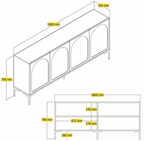Console Lyon – Cream e Black – 180 cm x 79 cm x 35 cm