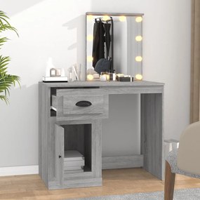 Toucador com LEDs 90x50x132,5 cm derivados madeira cinza sonoma