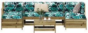 7 pcs conjunto sofás jardim madeira de pinho impregnada