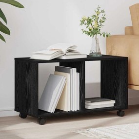 Mesa de Apoio vidaXL com Rodas Preto Carvalho 72x33x42,5 cm Madeira Engenharia