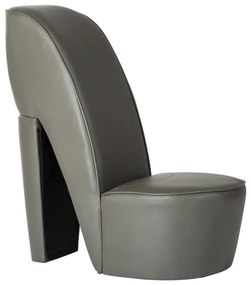 248651 vidaXL Cadeira estilo sapato de salto alto couro artificial cinzento