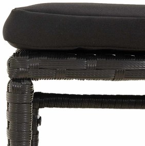 6 pcs conjunto lounge de jardim c/ almofadões vime PE preto
