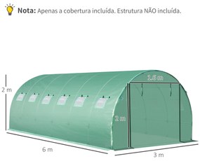 Outsunny Cobertura de Estufa de Túnel 6x3x2m Cobertura de Substituição