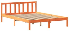 Cama sem colchão 160x200 cm madeira pinho maciço castanho-mel