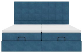 Estrutura cama otomana colchões 180x200 cm veludo azul escuro